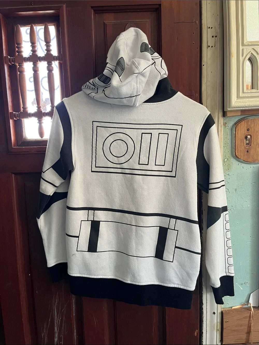 Star Wars Hoodie with Yellow Logo on Blue Tag — White & Black Accents